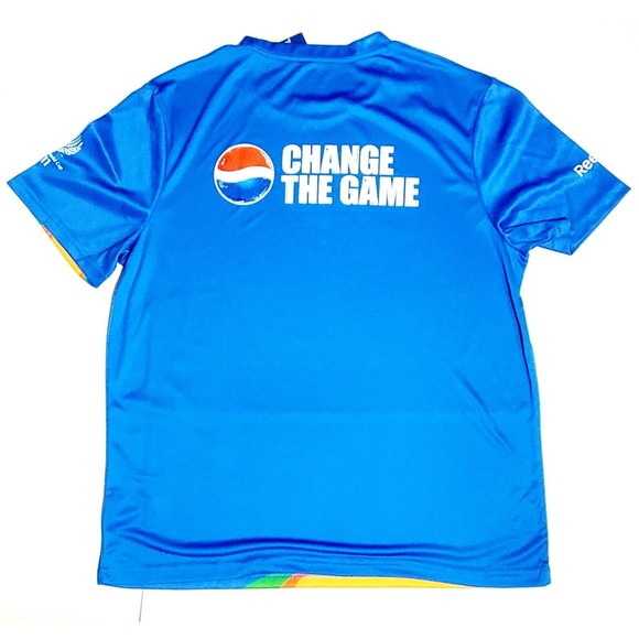 I.C.C. CRICKET WORLD CUP REEBOK PEPSI Flame Men Sz XL PlayDry Blue RARE NWT! - Picture 2 of 8
